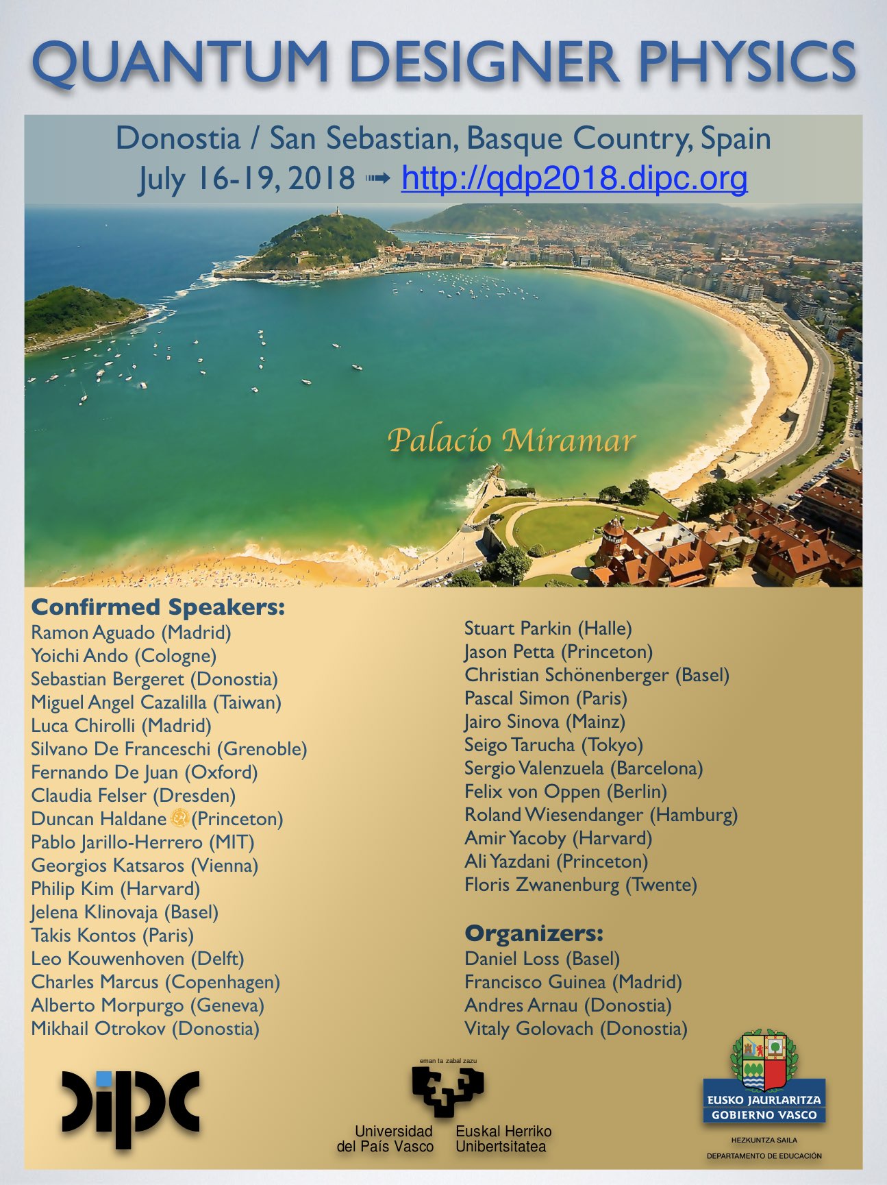 Quantum Designer Physics, Donostia--San Sebastian, July 16-19, 2018